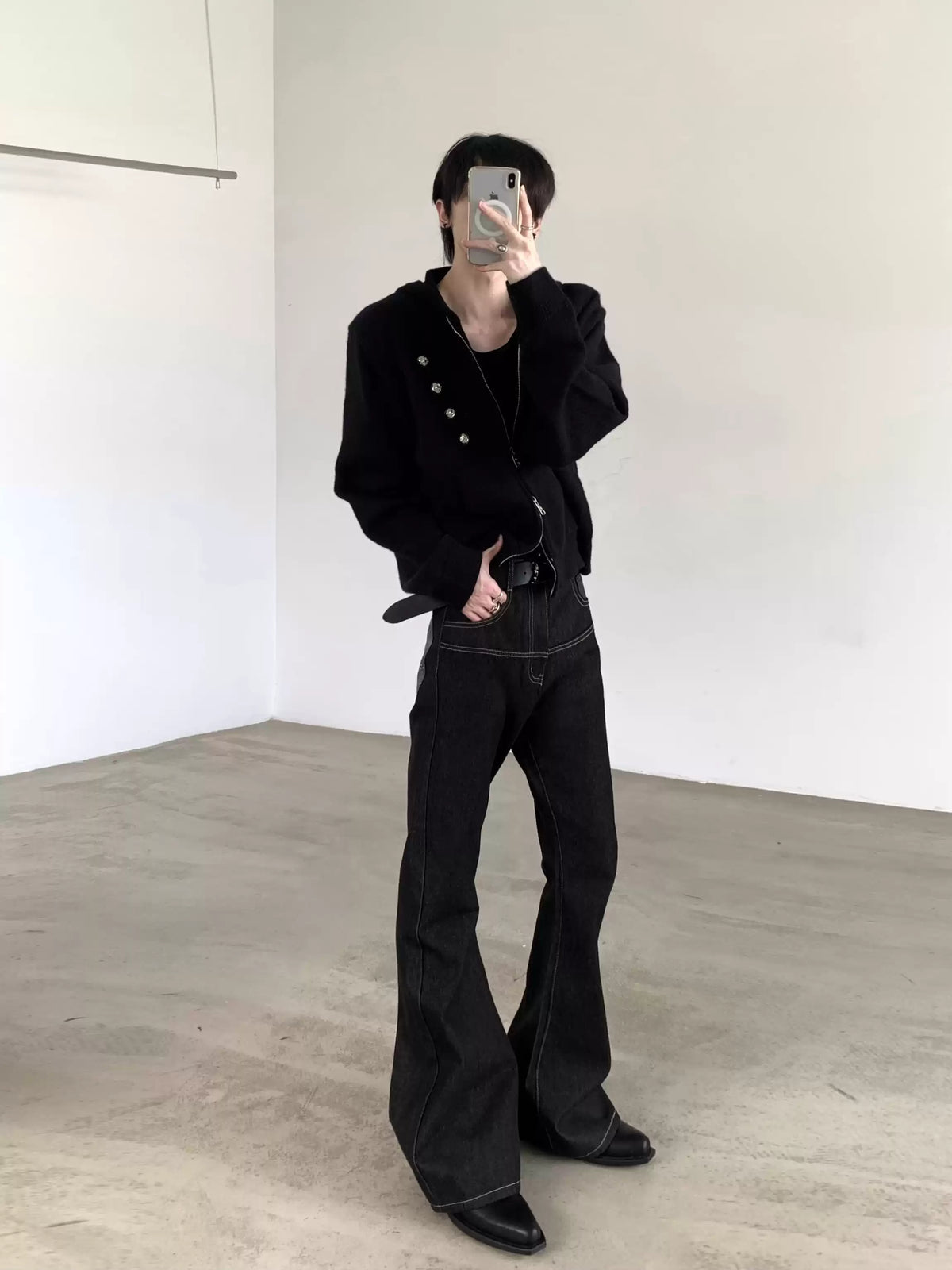 MODEFREAKの【10.19新作】シャインストーンフレアデニムパンツ mf3896の画像