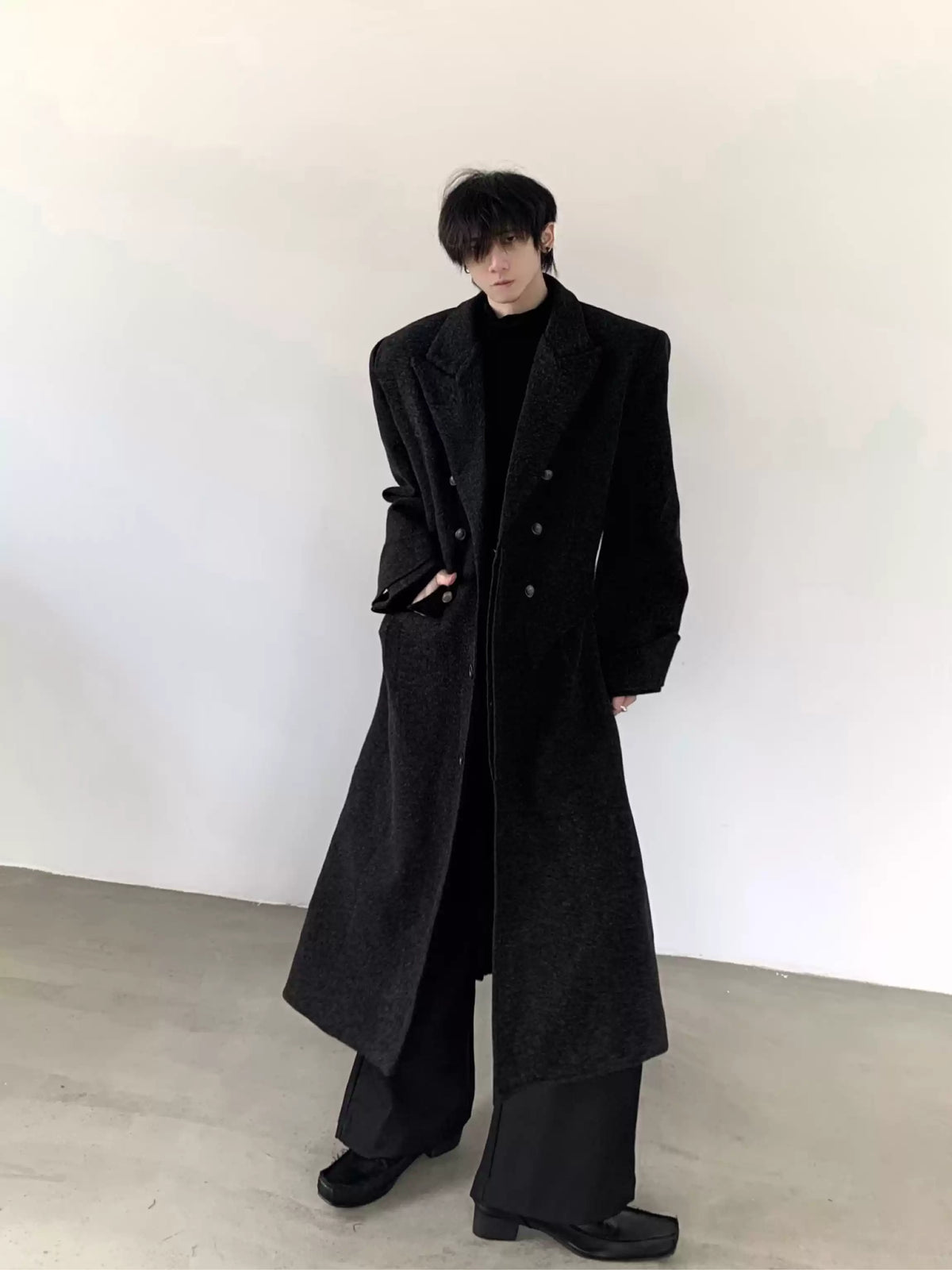 ダブルブレストモードロングコート