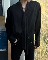 【3.6新作】モードドレープタイデザインシャツ mf3682