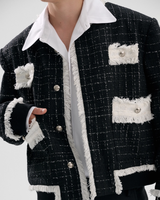 【12.1新作】ラグジュアリーバイカラーツイードジャケット mf3602