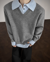 【1.2新作】バイカラーコリアンニットトップス mf3618