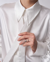 【2.20新作】リボンタイサテンタッチモードシャツ mf3663