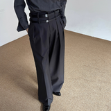 MODEFREAKのダブルベルトハイウエストスラックス mf3528の画像