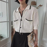 MODEFREAKのバイカラーニットカーディガン mf3393の画像