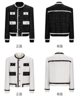 【12.1新作】ラグジュアリーバイカラーツイードジャケット mf3602