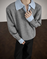 【1.2新作】バイカラーコリアンニットトップス mf3618