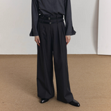 MODEFREAKのダブルベルトハイウエストスラックス mf3528の画像