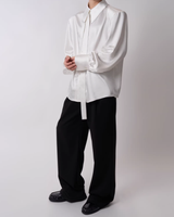 【2.20新作】リボンタイサテンタッチモードシャツ mf3663