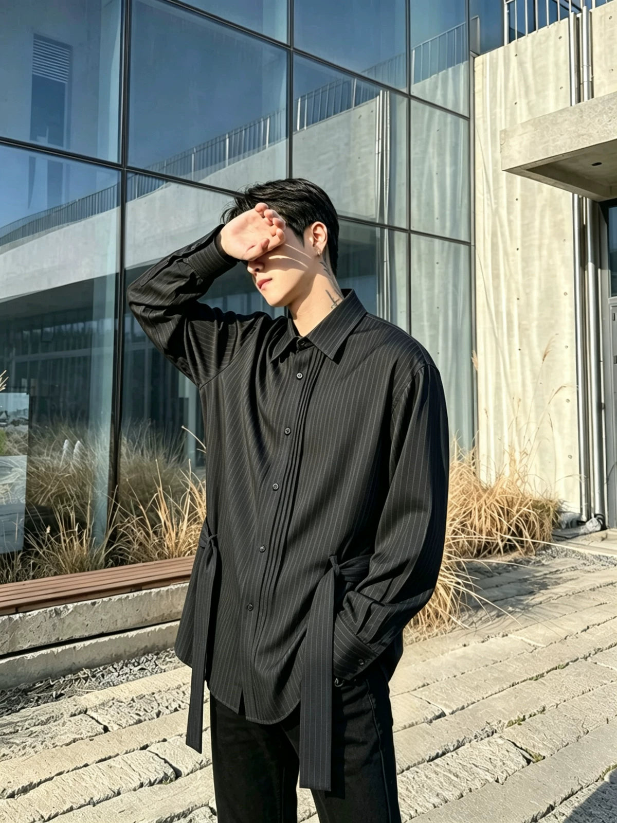 MODEFREAKのウエストタイデザインモードシャツ mf3884の画像