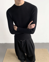 【12.5新作】ハイネックスリムフィットニットトップス mf3605