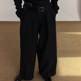 MODEFREAKのダブルベルトハイウエストスラックス mf3528の画像