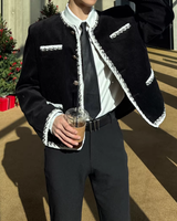 【2.2新作】バイカラーラインライトツイードジャケット mf3655