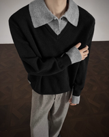 【1.2新作】バイカラーコリアンニットトップス mf3618