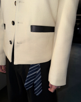 【11.5新作】ツイードレザーカラーモードジャケット mf3574