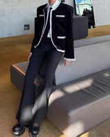 【2.2新作】バイカラーラインライトツイードジャケット mf3655