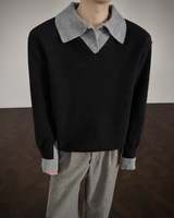 【1.2新作】バイカラーコリアンニットトップス mf3618