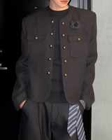 【11.19新作】シンプルモードツイードジャケット mf3587