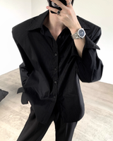 ストライプモードコリアンシャツ mf3556