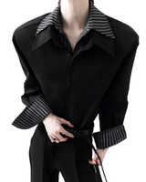 ダブルカラーストライプモードシャツ mf3543