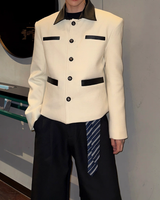 【11.5新作】ツイードレザーカラーモードジャケット mf3574