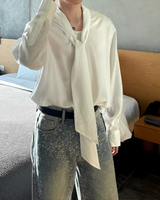 【3.6新作】モードドレープタイデザインシャツ mf3682