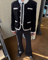 【2.2新作】バイカラーラインライトツイードジャケット mf3655