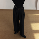 MODEFREAKのダブルベルトハイウエストスラックス mf3528の画像