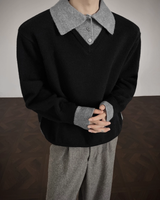 【1.2新作】バイカラーコリアンニットトップス mf3618