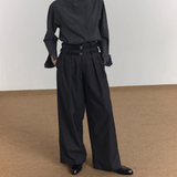 MODEFREAKのダブルベルトハイウエストスラックス mf3528の画像