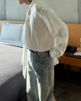 【3.6新作】モードドレープタイデザインシャツ mf3682