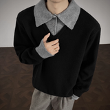 【1.2新作】バイカラーコリアンニットトップス mf3618