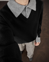 【1.2新作】バイカラーコリアンニットトップス mf3618