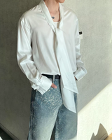 【3.6新作】モードドレープタイデザインシャツ mf3682