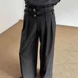 MODEFREAKのダブルベルトハイウエストスラックス mf3528の画像