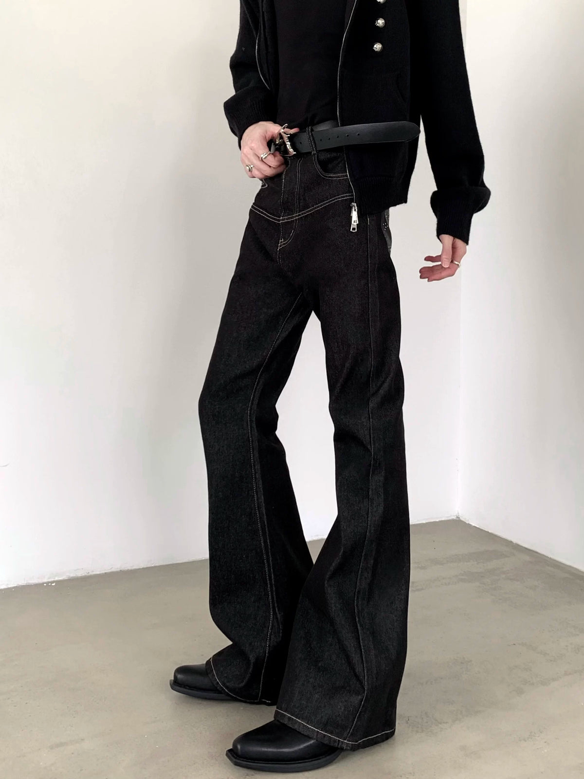 MODEFREAKの【10.19新作】シャインストーンフレアデニムパンツ mf3896の画像