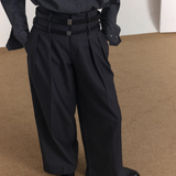 MODEFREAKのダブルベルトハイウエストスラックス mf3528の画像