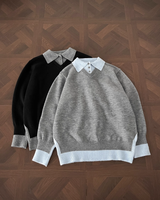 【1.2新作】バイカラーコリアンニットトップス mf3618