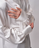 【2.20新作】リボンタイサテンタッチモードシャツ mf3663