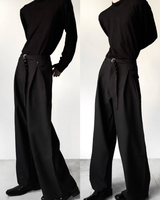 【1.7新作】スリムバックルプリーツフレアスラックス mf3632