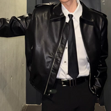 【2.9新作】ショートラペルモードレザージャケット mf3659