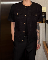 Double-breasted tweed mode jacket mf3679