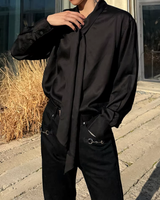 【3.6新作】モードドレープタイデザインシャツ mf3682