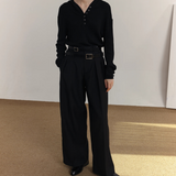 MODEFREAKのダブルベルトハイウエストスラックス mf3528の画像