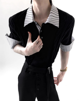 シャツレイヤードライトニットトップス mf3708