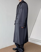 【12.3新作】ダブルブレストサテンロングコート mf3598