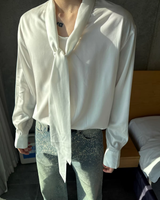 【3.6新作】モードドレープタイデザインシャツ mf3682