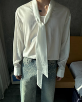 【3.6新作】モードドレープタイデザインシャツ mf3682