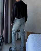 【3.2新作】ダブルブレストクラシカルモノトーンシャツ mf3683