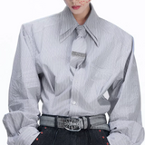 【1.9新作】ストライプタイデザインコリアンシャツ mf3627