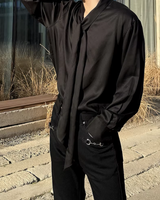 【3.6新作】モードドレープタイデザインシャツ mf3682